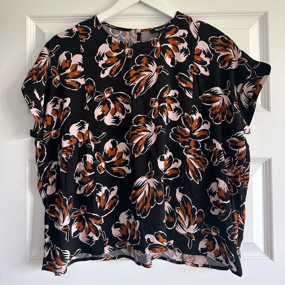 Madewell Cuffed-Sleeve Shirred Top in Duskblossom